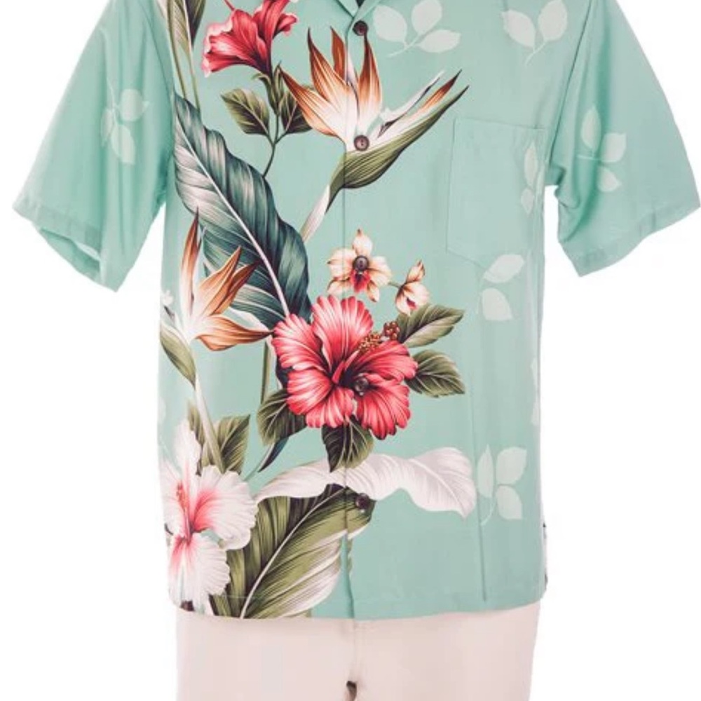 Vintage Men’s Paradise Bay Made In Hawaii Shirt Sz L EUC,Green Birds Of Paradise